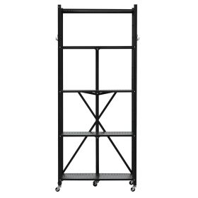 VEVOR 5-Tier Foldable Storage Shelf, 28W x 13D x 66H Inch Folding Metal Rack Shelving Unit