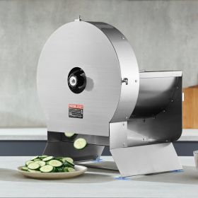Electric Vegetable Slicer, 0-0.5'/0-12mm Thickness Adjustable Commercial Slicer Machine, Convertible To Manual, Stainless Steel Food Cutter Slici (Option: silver)