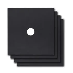 4-Pack Reusable Nonstick Stovetop Burner Protector Liner (Option: Black)