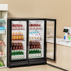 Commercial Merchandiser Refrigerator 5.7 CU.FT Glass Door Beverage Refrigerator (Option: Black)